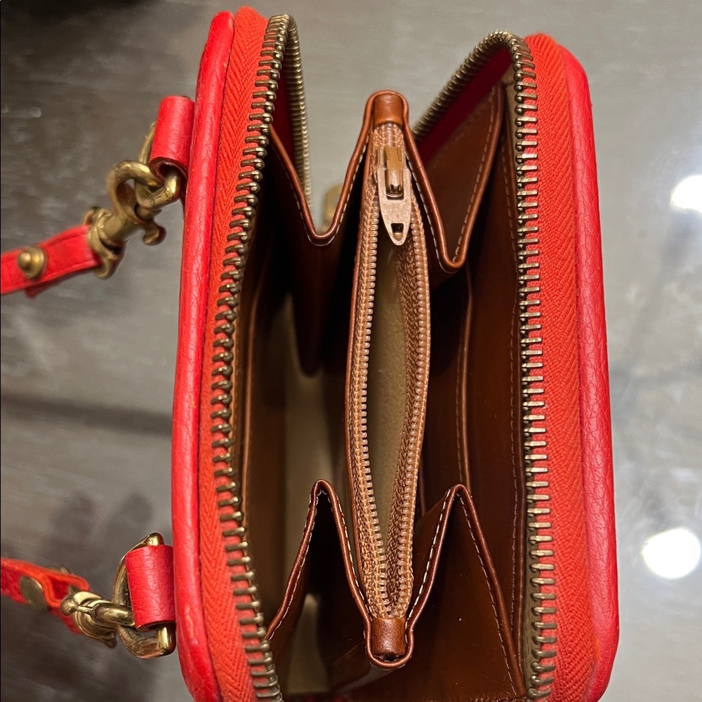Vintage 90s Dooney & Burke Red AWL Leather Crossbody Belt Bag - Picture 4 of 7